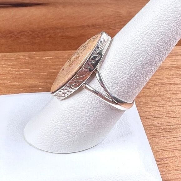 Natural Picture Jasper Ring Solid Sterling Silver - Size 8 - Picture 5 of 5